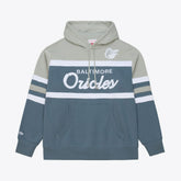 Baltimore Orioles Cooperstown Collection Thunderstorm Head Coach Hoodie - Gray | Mitchell & Ness