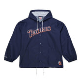 San Diego Padres Full-Snap Hooded Coaches Jacket - Navy | Mitchell & Ness