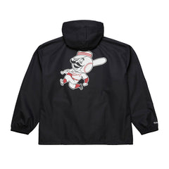 Cincinnati Reds Full-Snap Hooded Coaches Jacket - Black | Mitchell & Ness