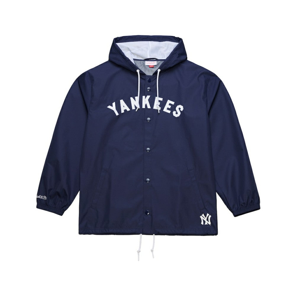 New York Yankees Full-Snap Hooded Coaches Jacket - Navy | Mitchell & Ness