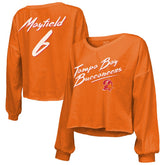 Baker Mayfield Tampa Bay Buccaneers Majestic Threads Women's Off-Shoulder Script Name & Number V-Neck T-Shirt - Orange online