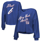 Jaxson Dart New York Giants Majestic Threads Women's Script Name & Number Long Sleeve T-Shirt - Royal sale