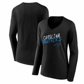 Carolina Panthers Women's Hustle Long Sleeve V-Neck T-Shirt - Black cheap