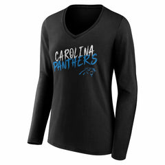 Carolina Panthers Women's Hustle Long Sleeve V-Neck T-Shirt - Black cheap