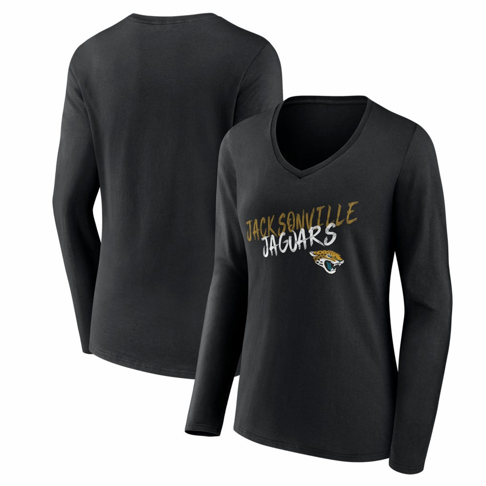 Jacksonville Jaguars Women's Hustle Long Sleeve V-Neck T-Shirt - Black outlet
