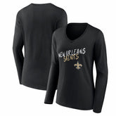 New Orleans Saints Women's Hustle Long Sleeve V-Neck T-Shirt - Black for sale