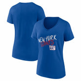 New York Giants Women's Hustle V-Neck T-Shirt - Royal on sale
