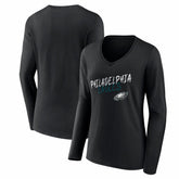 Philadelphia Eagles Women's Hustle Long Sleeve V-Neck T-Shirt - Black sale