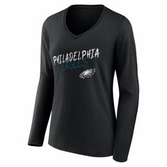 Philadelphia Eagles Women's Hustle Long Sleeve V-Neck T-Shirt - Black sale