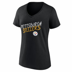 Pittsburgh Steelers Women's Hustle V-Neck T-Shirt - Black sale