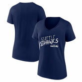 Seattle Seahawks Women's Hustle V-Neck T-Shirt - College Navy sale