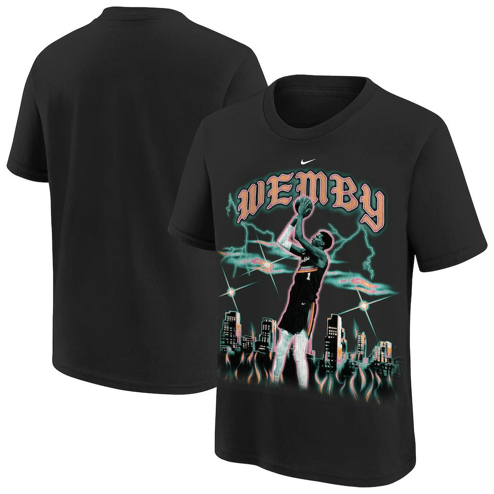 Victor Wembanyama San Antonio Spurs Youth City Edition Player T-Shirt - Black | Nike for sale