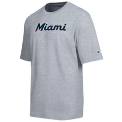 Miami Marlins Champion All Star Chenille Wordmark T-Shirt - Gray