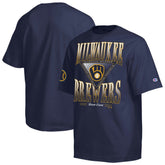 Milwaukee Brewers Champion Traditions Two Locations T-Shirt - Navy