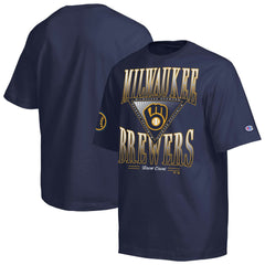 Milwaukee Brewers Champion Traditions Two Locations T-Shirt - Navy