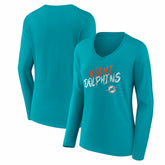 Miami Dolphins Women's Hustle Long Sleeve V-Neck T-Shirt - Aqua online