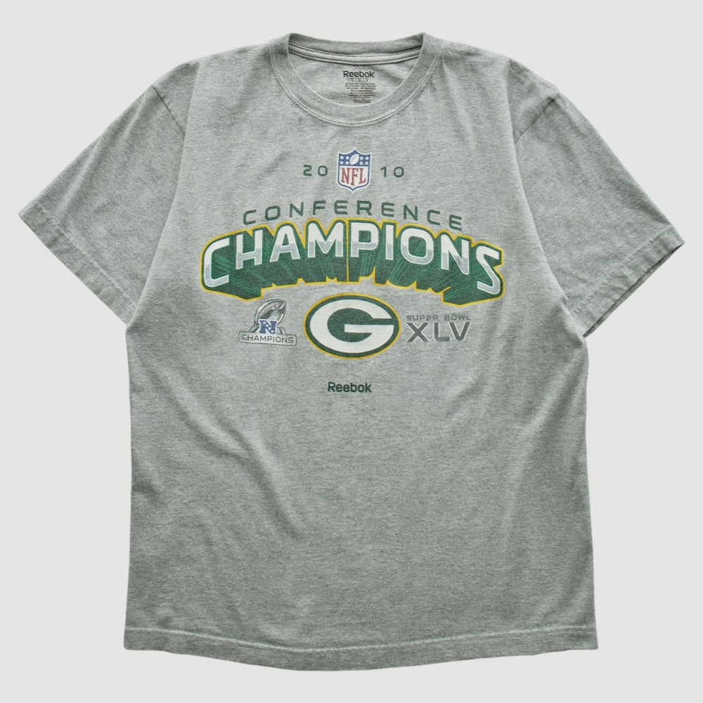 Green Bay Packers Reebok 2010 T-shirt - Heather Gray Vintage sale
