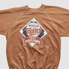 Minnesota Twins Trench 1987 Pullover Sweatshirt - Tan Vintage