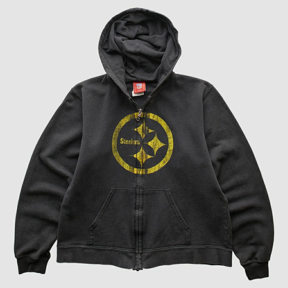 Pittsburgh Steelers NFL 2000s Hooded Full Zip Sweatshirt - Black Vintage outlet