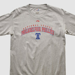 Philadelphia Phillies Majestic 2000s Long Sleeve T-shirt - Heather Gray Vintage