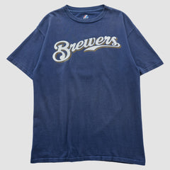 Milwaukee Brewers Majestic 2000s T-shirt - Navy Vintage