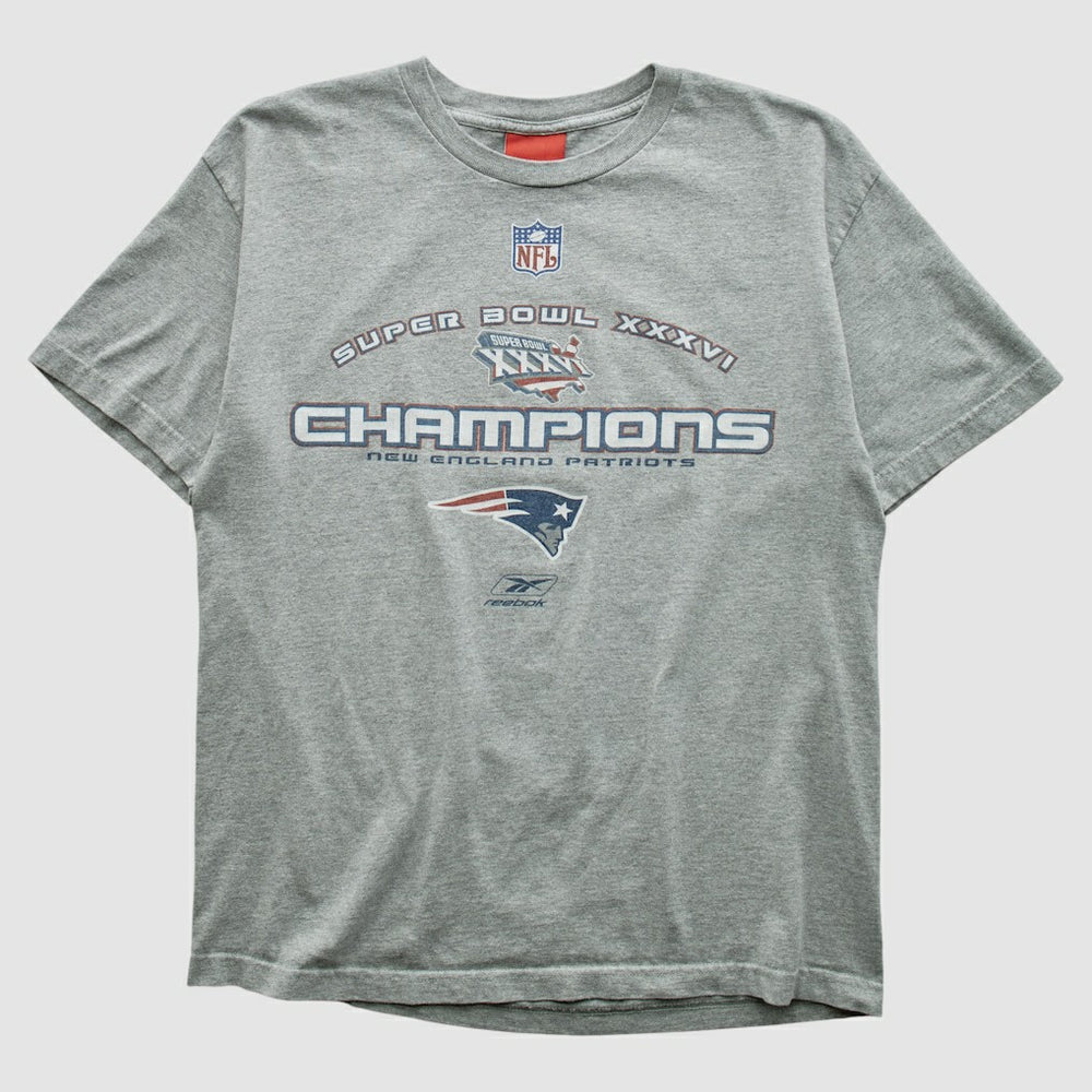 New England Patriots Reebok 2002 T-shirt - Heather Gray Vintage on sale