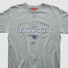 New England Patriots Reebok 2002 T-shirt - Heather Gray Vintage on sale