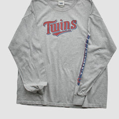 Minnesota Twins Lee Apparel 2000s Long Sleeve T-shirt - Heather Gray Vintage