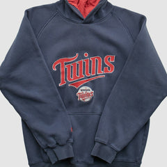 Minnesota Twins Majestic 2000s Hooded Pullover Sweatshirt - Navy Vintage