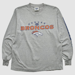 Denver Broncos Lee Apparel 2000s Long Sleeve T-shirt - Heather Gray Vintage discount