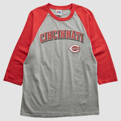 Cincinnati Reds Majestic 2000s T-shirt - Heather Gray Vintage