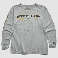 Pittsburgh Steelers Starter 90s Long Sleeve T-shirt - Heather Gray Vintage outlet