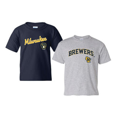 Milwaukee Brewers Soft as a Grape Youth 2-Pack Logo T-Shirt Set - Navy/Gray