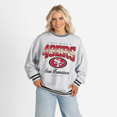 San Francisco 49ers Gameday Couture Women's Oversized Gridiron Drive Ringer Stripe Sweatshirt - Ash/Black outlet