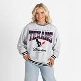Houston Texans Gameday Couture Women's Oversized Gridiron Drive Ringer Stripe Sweatshirt - Ash/Black outlet