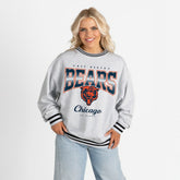Chicago Bears Gameday Couture Women's Oversized Gridiron Drive Ringer Stripe Sweatshirt - Ash/Black cheap