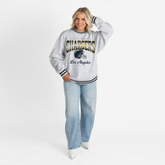 Los Angeles Chargers Gameday Couture Women's Oversized Gridiron Drive Ringer Stripe Sweatshirt - Ash/Black cheap