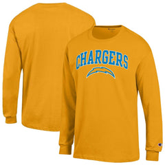 Los Angeles Chargers Champion Arch Over Logo Long Sleeve T-Shirt - Gold on sale