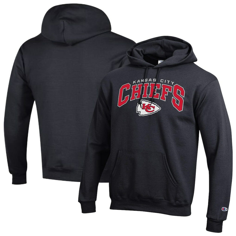 Kansas City Chiefs Champion Powerblend Arch over Logo Hoodie - Black discount
