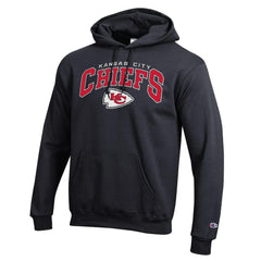 Kansas City Chiefs Champion Powerblend Arch over Logo Hoodie - Black discount