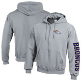 Denver Broncos Champion Powerblend Fleece Full-Zip Hoodie - Heather Gray outlet