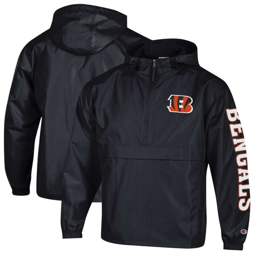 Cincinnati Bengals Champion Packable Windbreaker Half-Zip Jacket - Black sale