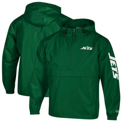 New York Jets Champion Packable Windbreaker Half-Zip Jacket - Green discount