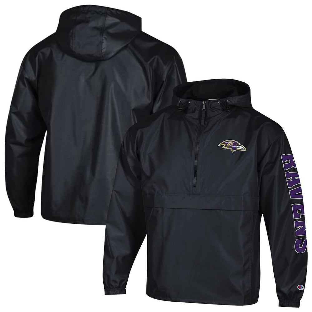 Baltimore Ravens Champion Packable Windbreaker Half-Zip Jacket - Black cheap