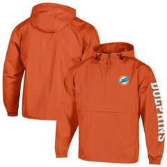Miami Dolphins Champion Packable Windbreaker Half-Zip Jacket - Orange on sale