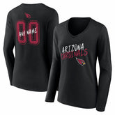 Arizona Cardinals Women's Hustle Personalized Name & Number Long Sleeve V-Neck T-Shirt - Black discount