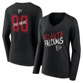 Atlanta Falcons Women's Hustle Personalized Name & Number Long Sleeve V-Neck T-Shirt - Black discount
