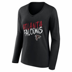 Atlanta Falcons Women's Hustle Personalized Name & Number Long Sleeve V-Neck T-Shirt - Black discount