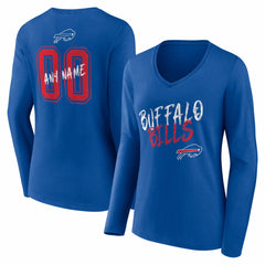 Buffalo Bills Women's Hustle Personalized Name & Number Long Sleeve V-Neck T-Shirt - Royal cheap