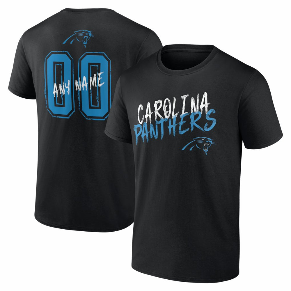 Carolina Panthers Hustle Personalized Name & Number T-Shirt - Black for sale